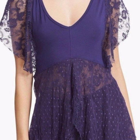Free People Heatherton Lace Babydoll Top NWT Small - Picture 2 of 5
